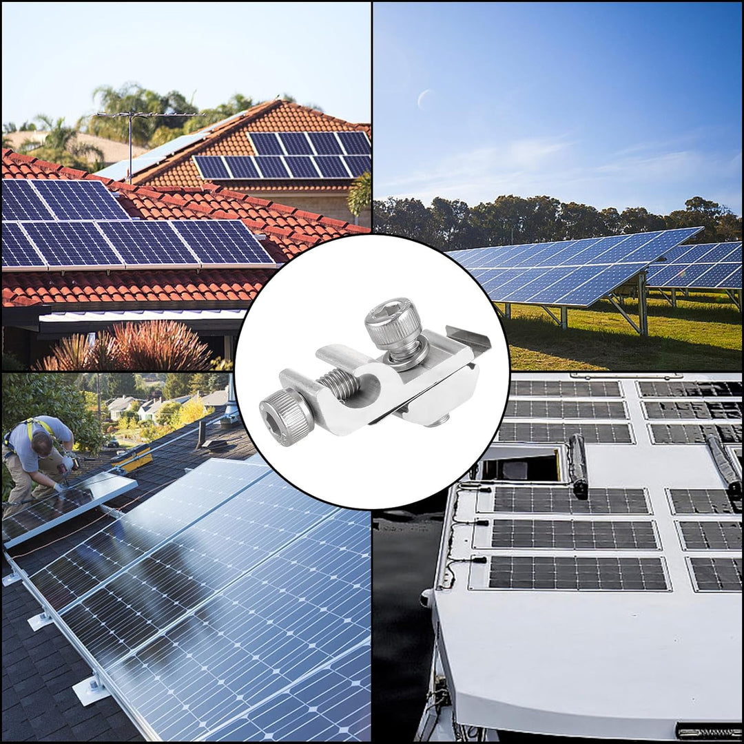 22 Stück Erdungsklemme Boden Erdung Lug Standard Solarpanel Erdungsclip Solarmodul Halterung Erdungs