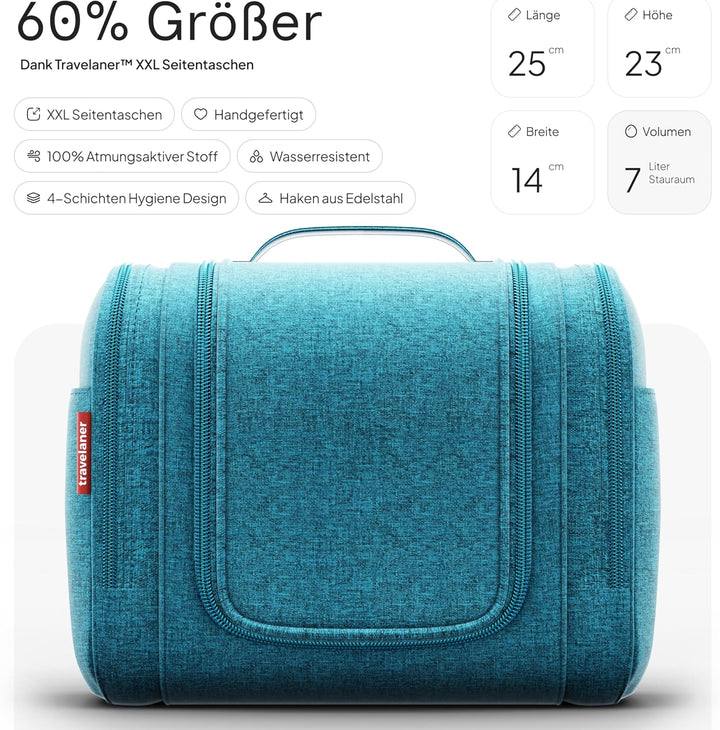 Kulturbeutel [Design 2025] zum Aufhängen für Damen, Herren &amp; Kinder [7 Liter Stauraum], 3-in-1 Kultu