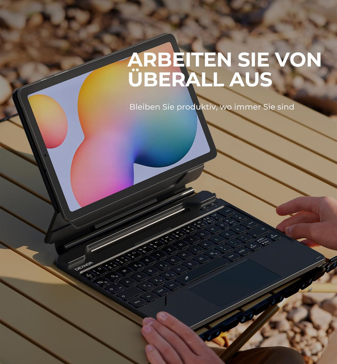 Dexnor Tastatur Hülle für Samsung Galaxy Tab S6 Lite 10,4 Zoll 2024/2022/2020, Keyboard Cover mit Mu
