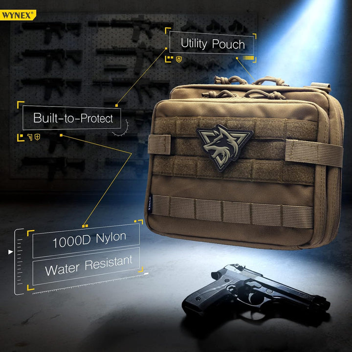 WYNEX Tactical Large Admin Pouch im Double Layer Design, Molle EDC EMT Utility Pouch mit Map Sleeve