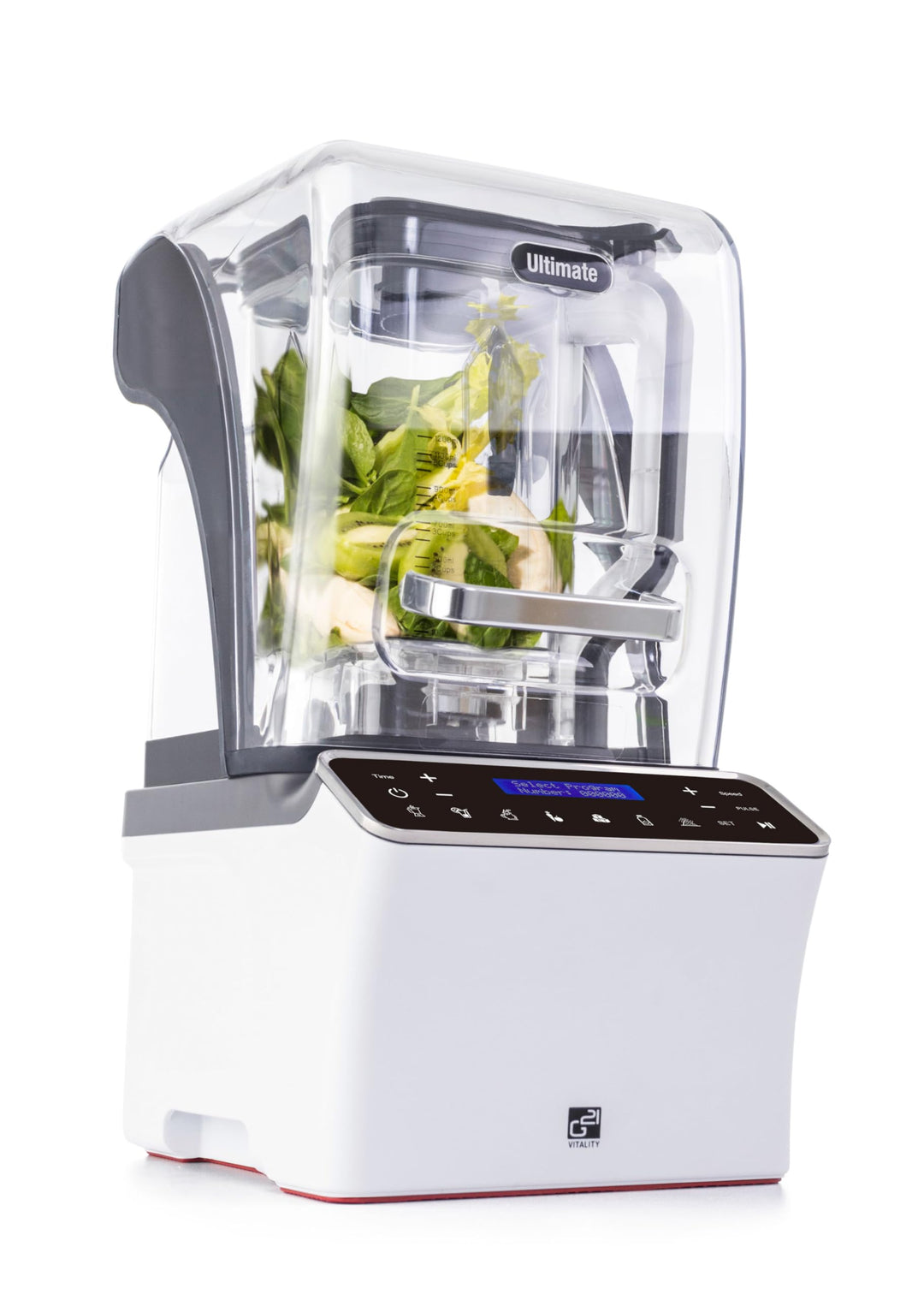 Blender G21 Ultimate White, 1.500 W, 28.000 U/min, Behälter von 1,2 l, Touchscreen, 6 Mischprogramme
