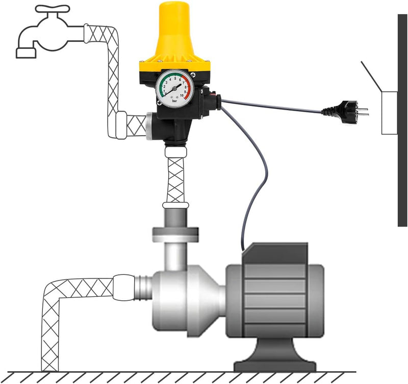 Lospitch Pumpensteuerung mit Baranzeige Druckwächter 10bar Elektronische Druckschalter für Hauswasse