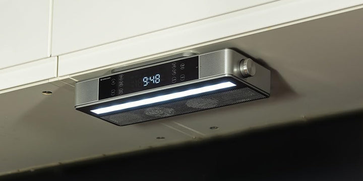 Regent Cucina Unterbau Küchenradio mit FM, Bluetooth, LED-Leiste, Farbdisplay, Küchentimer & 2 Wecke