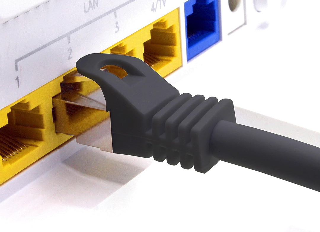 freiwerk 1,5m - schwarz - 5 Stück CAT.7 Netzwerkkabel Lan Ethernet Patch Kabel S-FTP LSZH PIMF 10GB