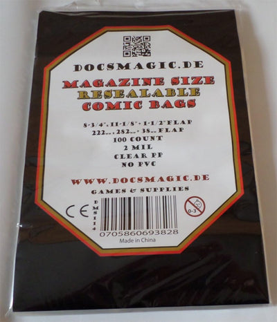 docsmagic.de 5X 100 Resealable Magazine Size Comic Book Bags 8-3/4"x 11-1/8"+ 1-1/2"Flap- 2 Mil - Hü