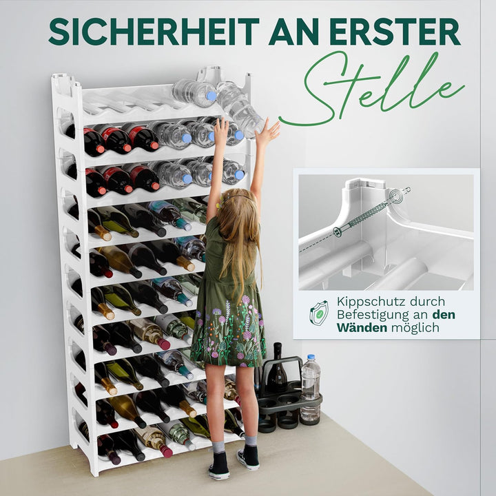 Novaliv Weinregal für 36 Flaschen | Flaschenregal Weiss | Regal stabilem Kunststoff (Weiss, 6) 6 Wei