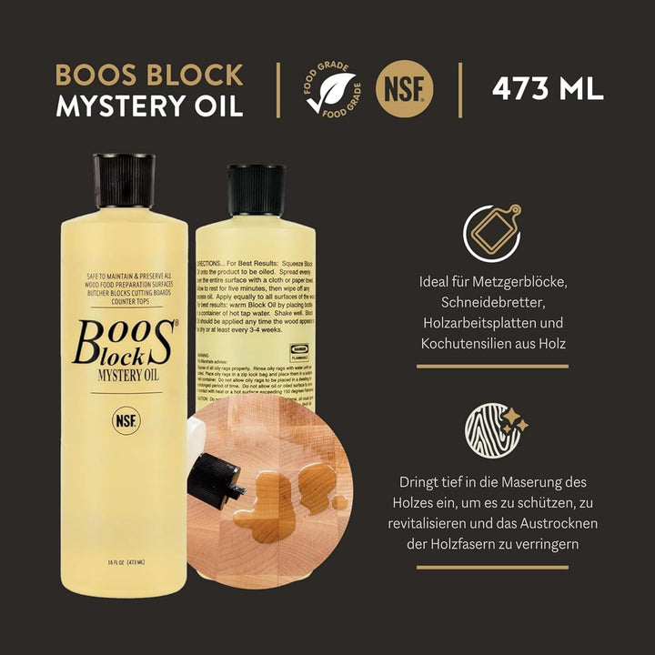 Boos Block Schneidebretteröl- und Wachs-Set – Mystery Oil (473 ml) – Board Cream (148 ml) – Öl für S