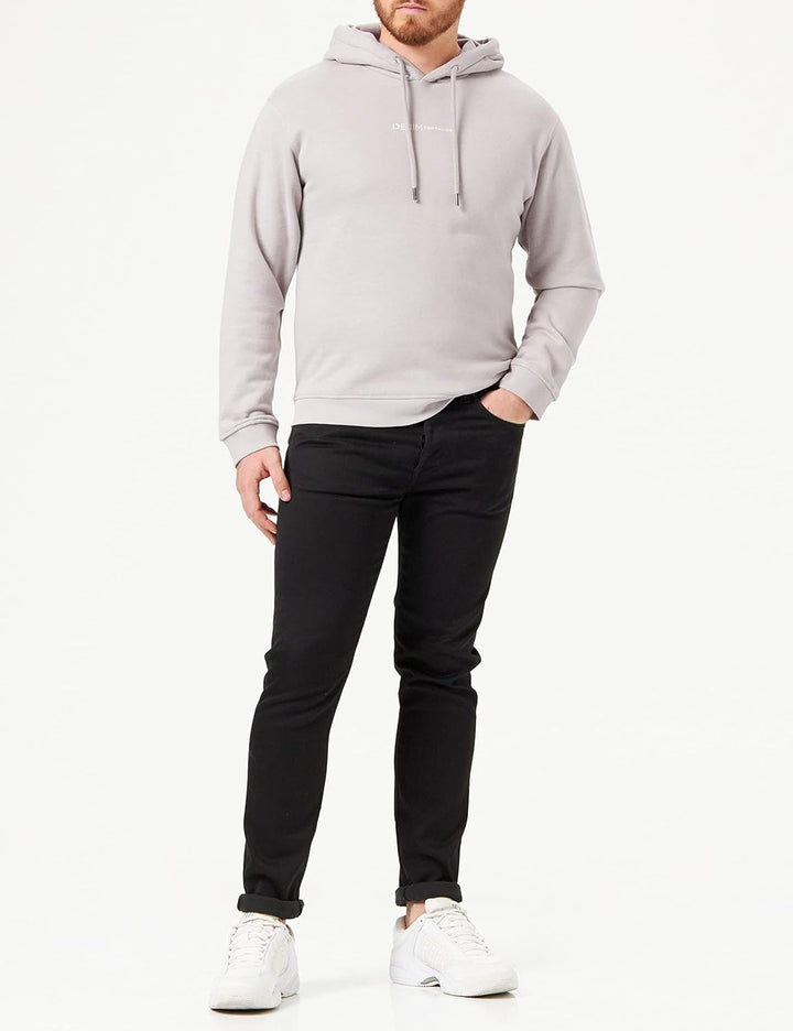 TOM TAILOR Denim Herren Hoodie Sweatshirt mit kleinem Logo-Print S 11754 - Light Dove Grey, S 11754