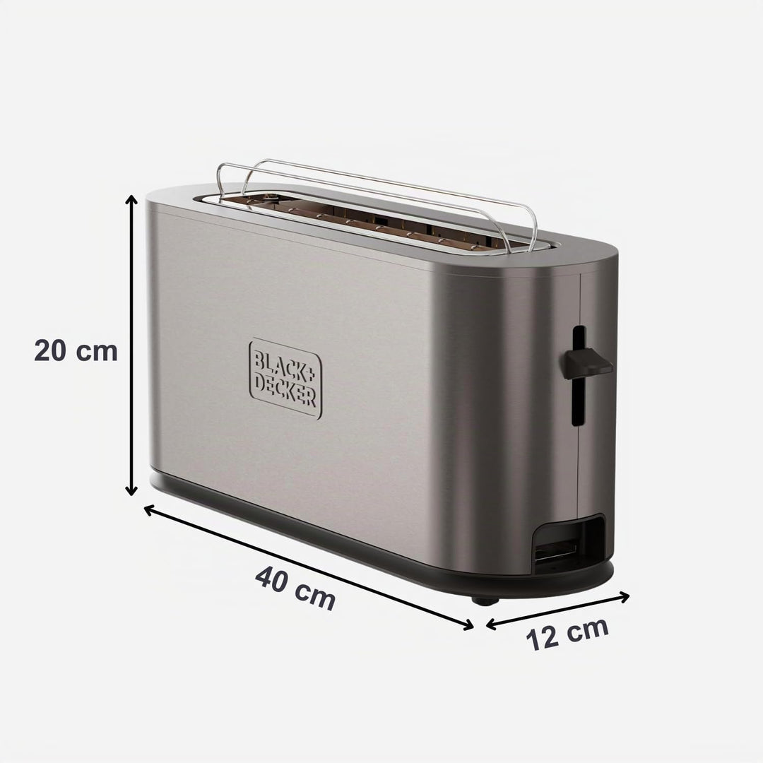 Black+Decker - Toaster BXTO1002E 1000W | Extra breite Schlitz 260x42 mm | 7 Bräunungsstufen | 3 Funk
