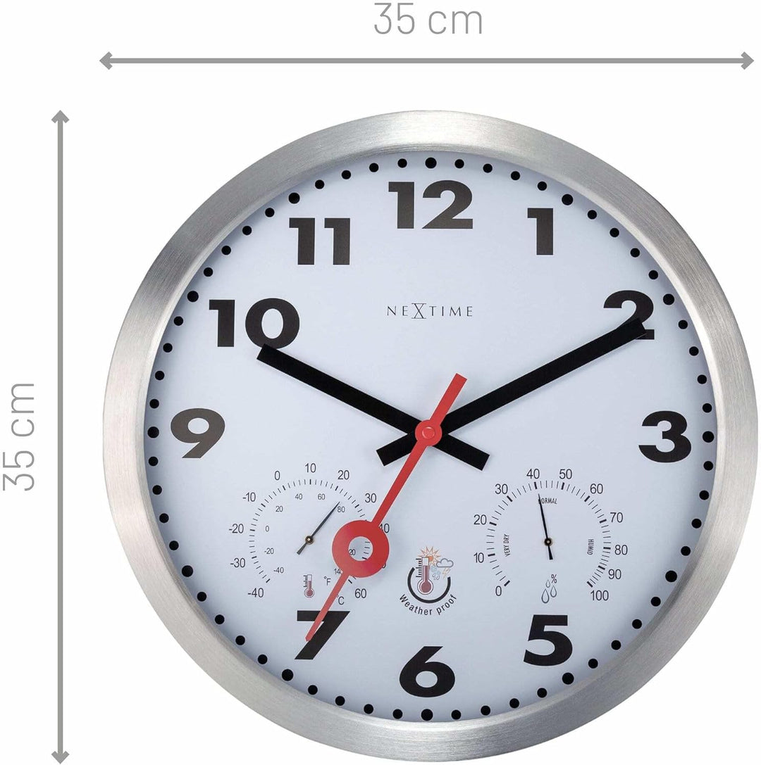 NeXtime 4307ST Wanduhr, Aluminium, Silber, 35cm