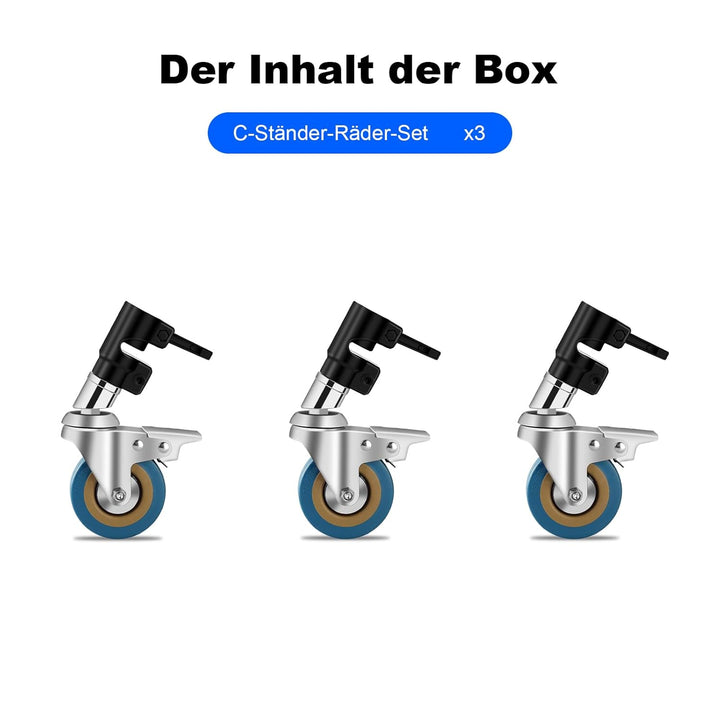 Soonpho 3 Stück Professionelle Lenkrollen Räder für C Stand Stativ, C Ständer Stativrollen, Haltbare