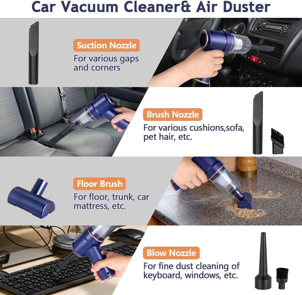 URAQT Handstaubsauger, 9000 Pa Leistungsstarker Handstaubsauger Akku, 3 in 1 Staubsauger, USB Wieder
