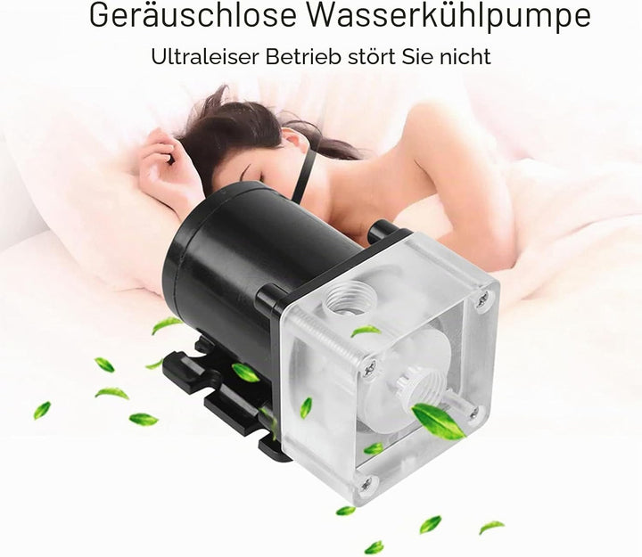 Wasserkühlpumpe, G1/4" Gewinde CPU Wasserpumpe Geräuschloses Computer Wasserkühlsystem Pumpe mit 4 M