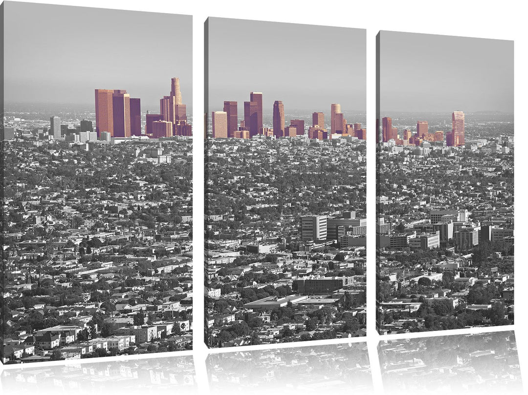 Pixxprint Los Angeles Metropolitan Area als Leinwandbild/Grösse: 3 Teilig (120x80) cm/Wandbild/Kunst