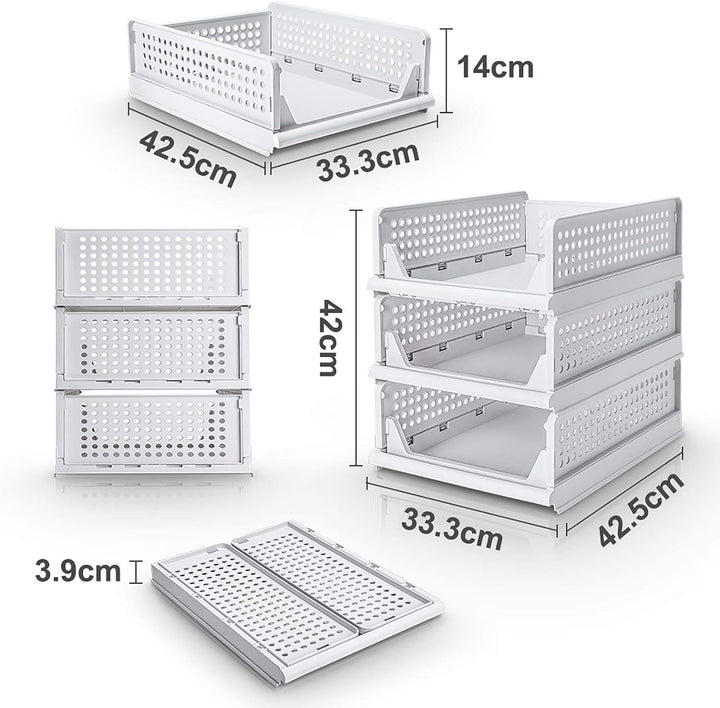 Yorbay Schubladenbox, 3er Set, Stapelbare Kleiderschrank Organizer, Regal Aufbewahrungsbox, Trennwan