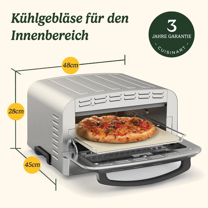 Cuisinart Pizzaofen | Für benutz im Innenbereich | Holzofengeschmack in 5 Minuten | Pizzaset enthalt