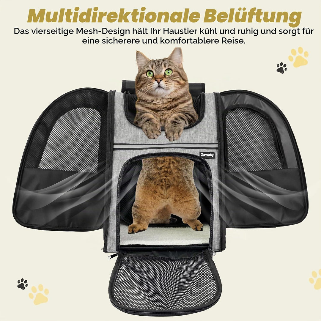 Zavothy Haustier Rucksack für Katzen und Hunde, Tragbar und Faltbar, mit Netzfenster und Gepolsterte