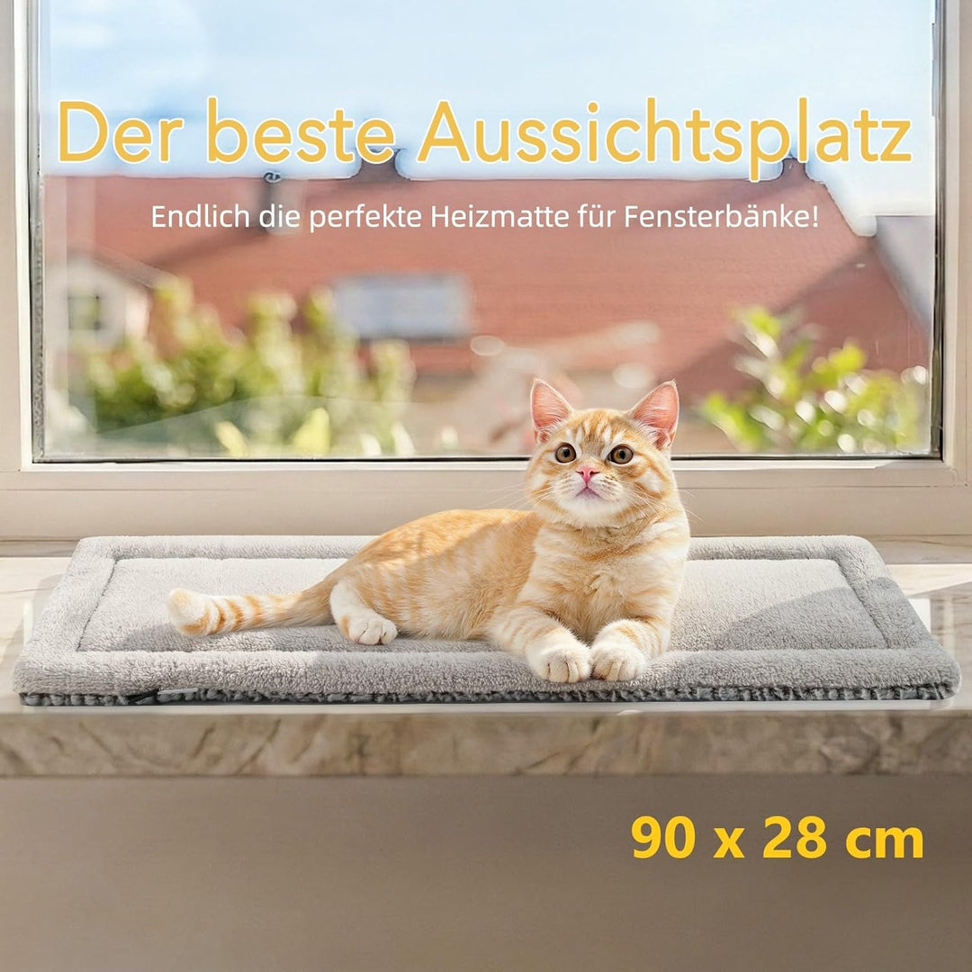 Mora Pets Fensterliege Fensterbrett für Katzen, Selbstwärmend Katzenbett Fensterbank, Flauschig & We