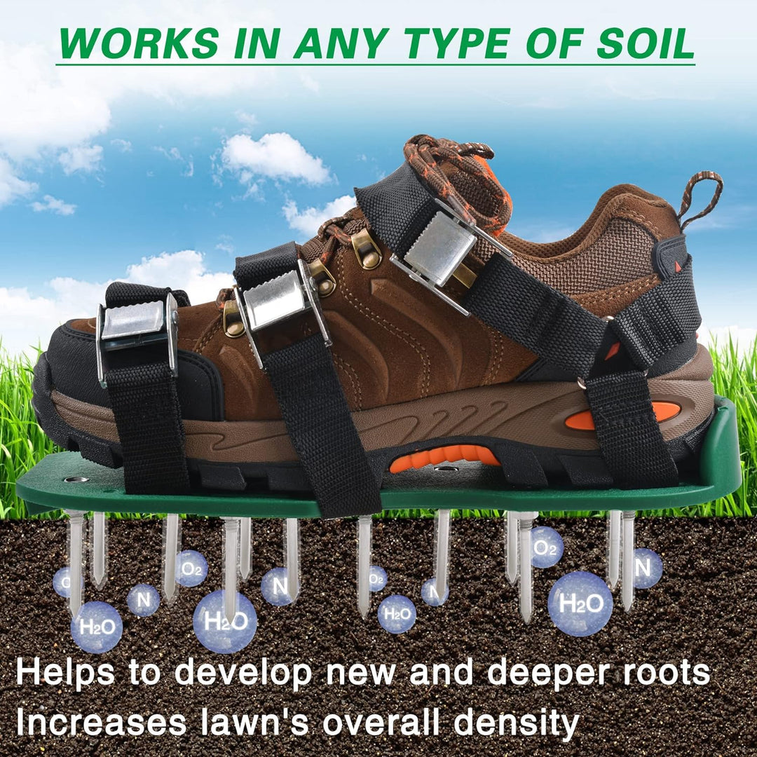 SHADDOCK Rasenbelüfter Schuhe Gartengras Rasenbelüfter Nagelschuhe mit mit 26 Spikes und 4 verstellb