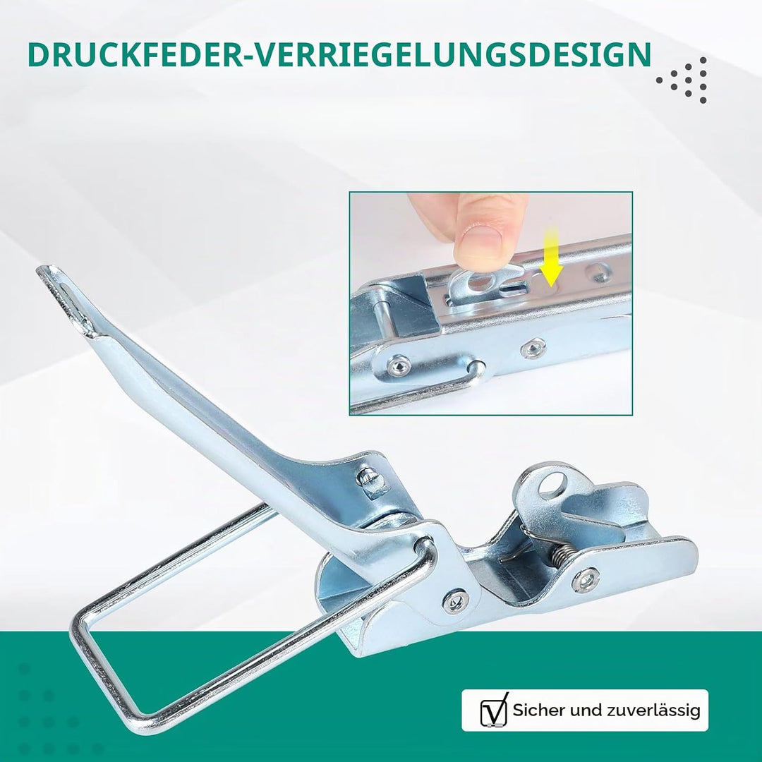 4 X Exzenterverschluss mit Halter 210mm, Spannverschluss Anhänger Bordwandverschluss Verzinkt, Versc