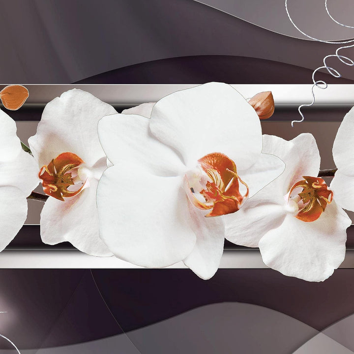 Runa Art Wandbilder Blumen Orchidee 5 Teilig Bild auf Vlies Leinwand Deko Wohnzimmer Abstrakt Braun