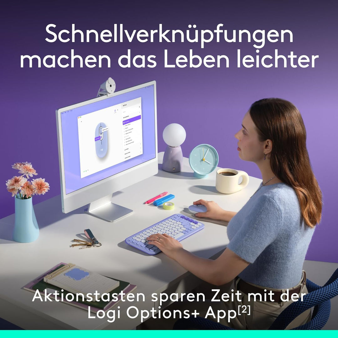 Logitech POP Mouse, kompakte und Mobile kabellose Bluetooth-Maus mit programmierbaren Tasten und lei