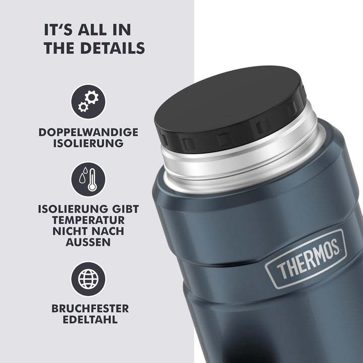 Thermos STAINLESS KING Thermobehälter für Essen ice grey 0,70l - Edelstahl, absolut dicht, hält Spei