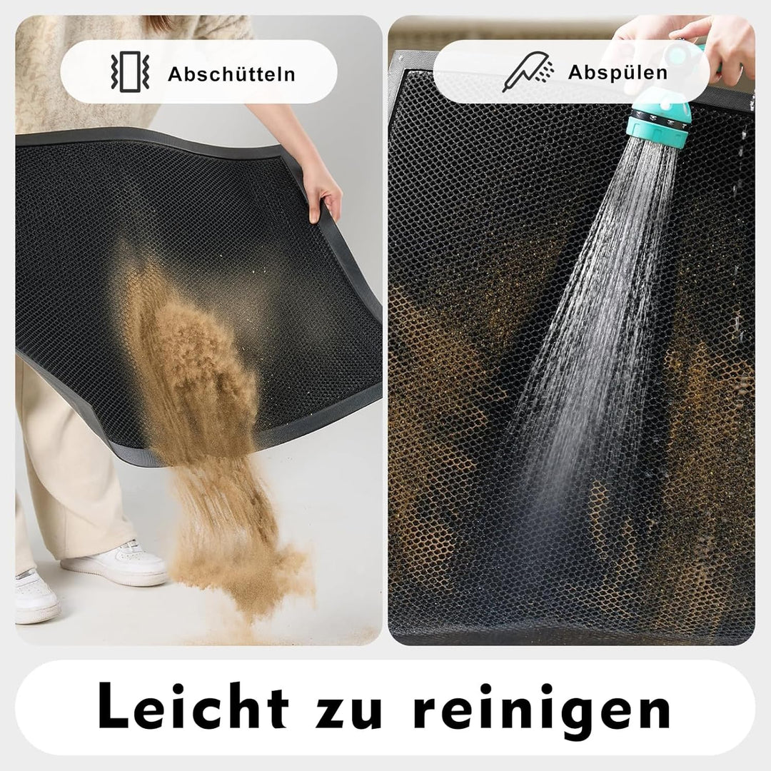 Fussmatte Aussen 40 x 60 cm, rutschfeste Silikon Schmutzfangmatte, Langlebig Fussabtreter Aussenbere
