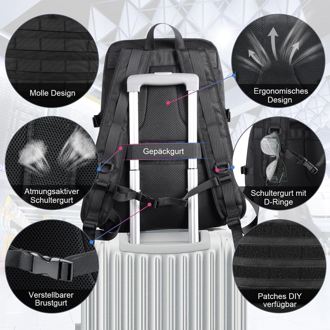 BERTASCHE Lunch Rucksack, Laptop Rucksack mit Kühltasche für 17,3 Zoll, 2-IN-1 Rucksack Herren für T