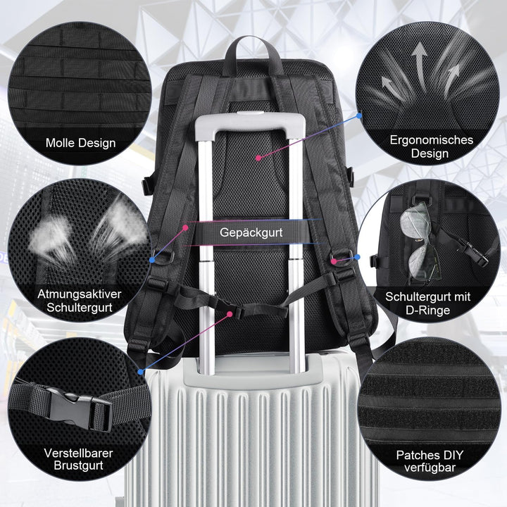 BERTASCHE Lunch Rucksack, Laptop Rucksack mit Kühltasche für 17,3 Zoll, 2-IN-1 Rucksack Herren für T