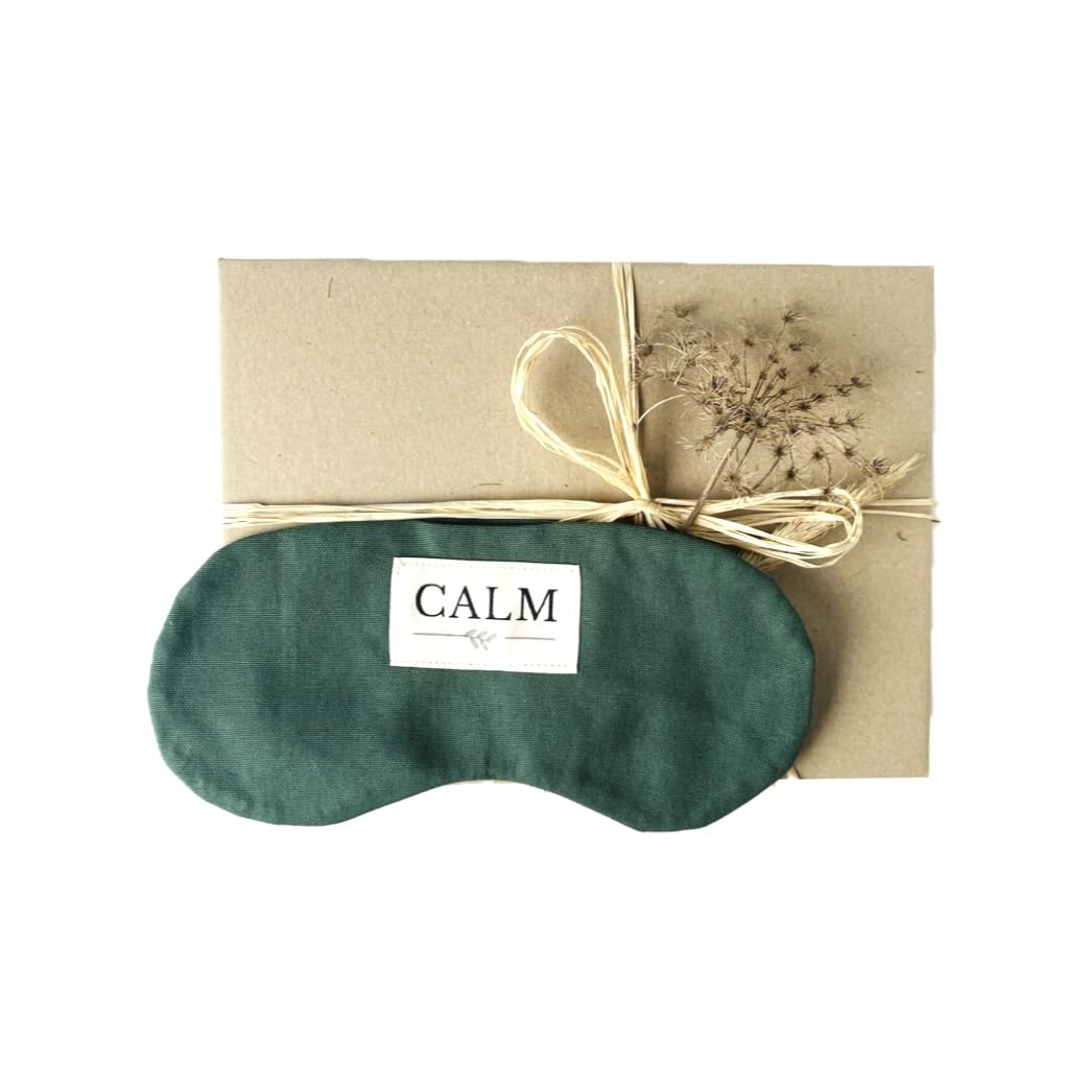 CALM Augenkissen mit Leinsamenfüllung Lavendel, Entspannung, Kühlung, Yoga (Dunkelgrün), Dunkelgr&amp;