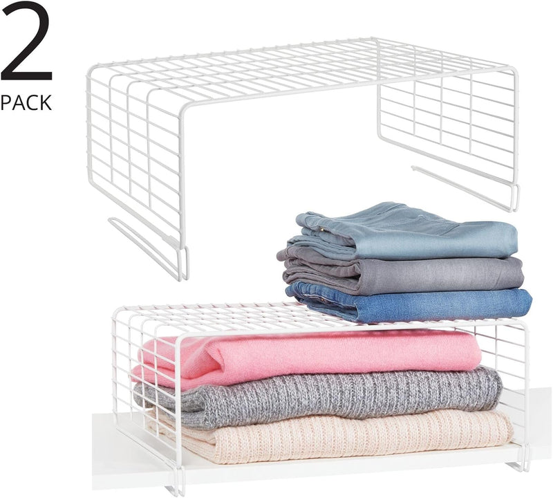 mDesign 2er-Set Drahtkorb für den Kleiderschrank – moderner Schrank Organizer mit 2 Ebenen für Kleid