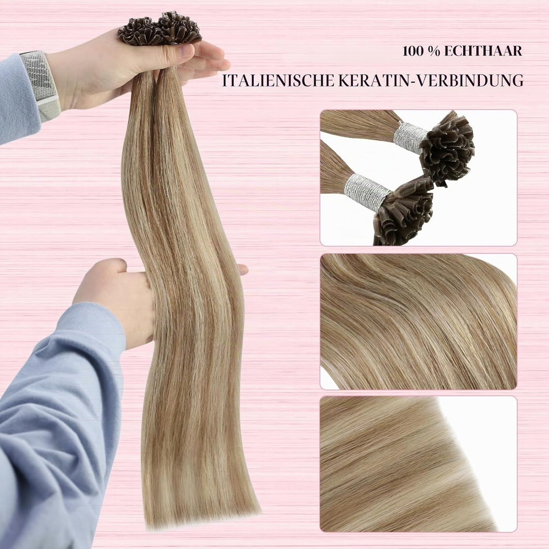 YoungSee Bonding Extensions Echthaar Ombre Extensions Echthaar Bondings 1g 35cm Hair Extensions Bond