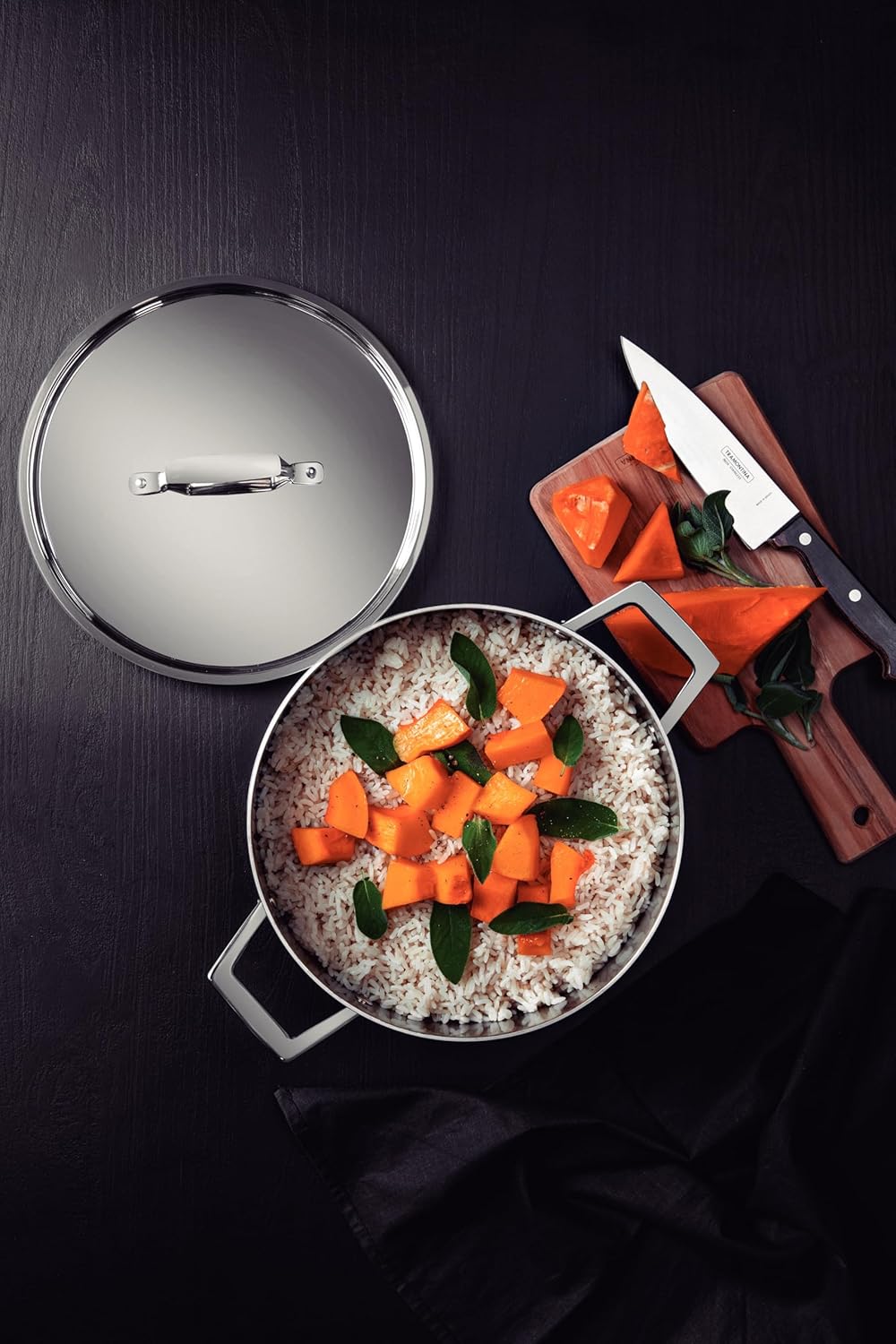 Tramontina GRANO Fleischtopf, ø 20cm 3,5 Liter, Edelstahl, Induktion, ofenfest Fleischtopf Ø20 cm, F