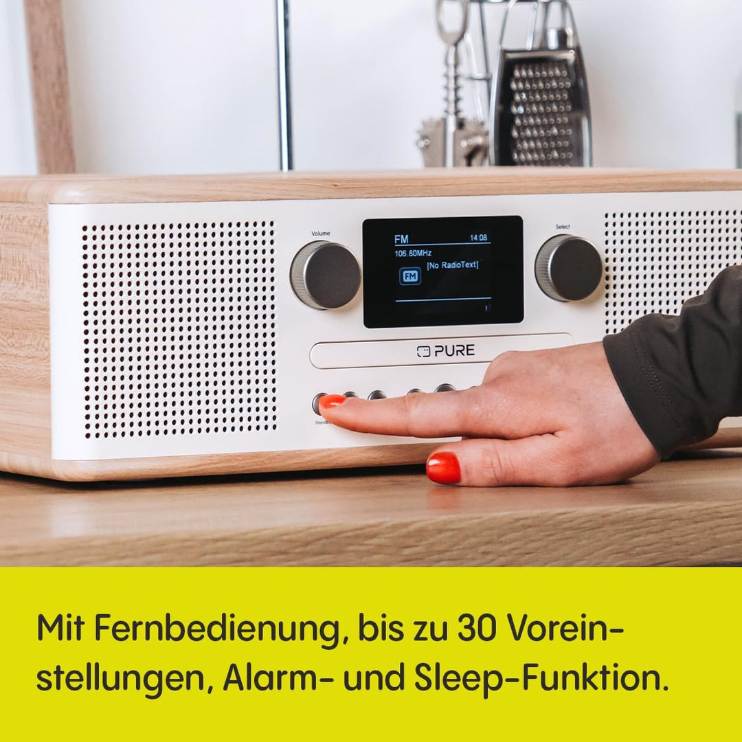 Pure Classic C-D6 Musiksystem (CD-Player, DAB+/FM, Bluetooth, AUX, USB, Wecker, Sleeptimer) Cotton W