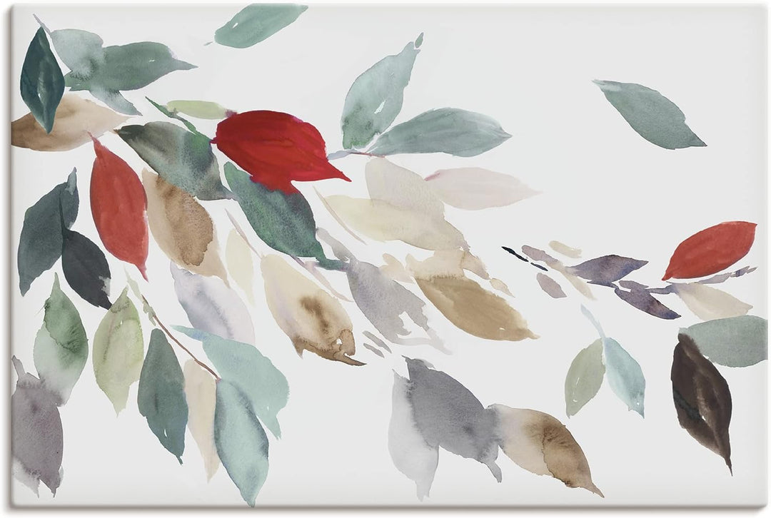 ARTland Leinwandbilder Wandbild Bild auf Leinwand 60x40 cm Wanddeko Gemälde Blätter Herbst Natur Mod