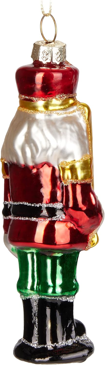 BRUBAKER Nussknacker Soldat Rot Grün Gold - Handbemalte Weihnachtskugel aus Glas - Mundgeblasener Ch