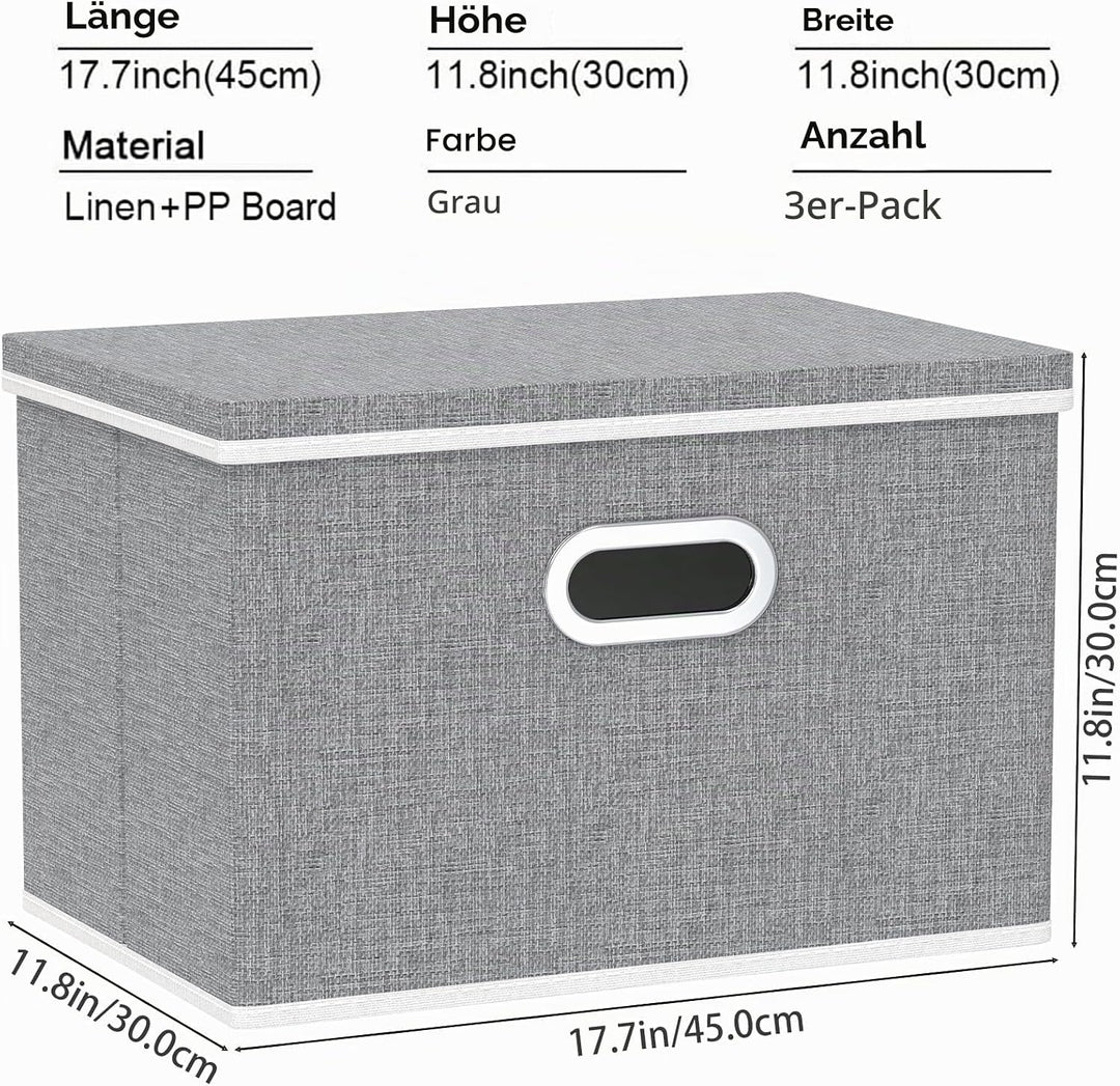 Yawinhe Aufbewahrungsboxen mit Deckel, Faltbare Aufbewahrungsbox, Stoffboxen, Waschbare, für Schlafz