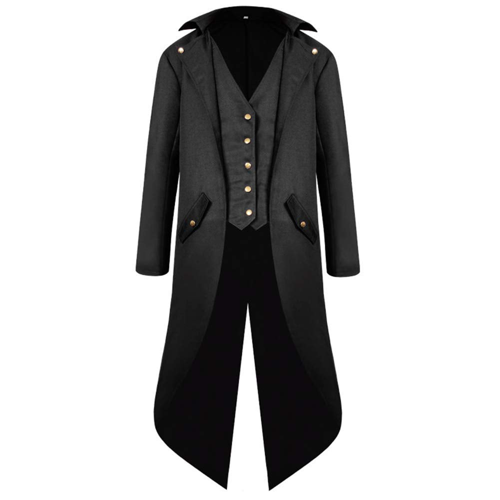 FYMNSI Herren Gothic Steampunk Frack Mantel Männer Mittelalter Viktorianischen Jacke Für Karneval Fa