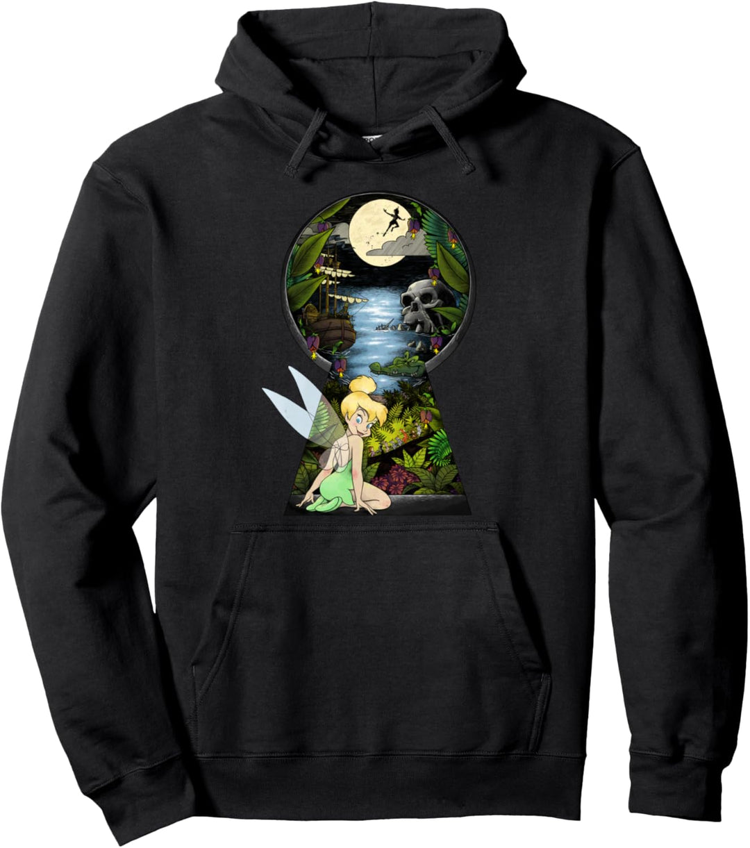 Disney Peter Pan Tinker Bell Keyhole Never Land Fill Pullover Hoodie