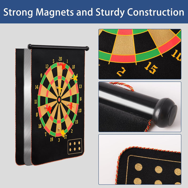 Magnetisch Dartscheibe Kinder mit 12 Sicheren Darts，Doppelseitige Dartboard Geschenke für Kinder 4 5