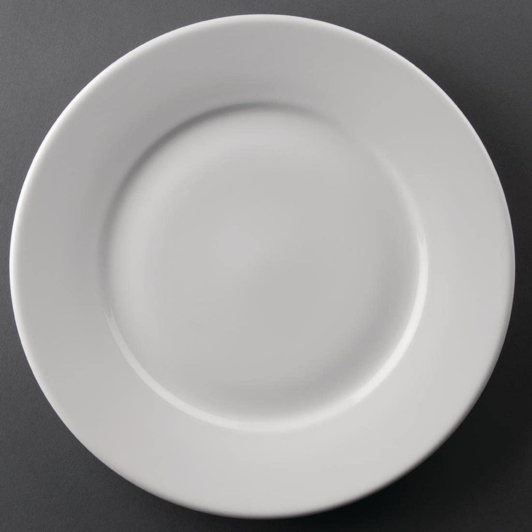 Olympia Athena Speiseteller-Set mit breitem Rand, 25,4 cm (10 Zoll), 12 Stück, weiss, superglasierte