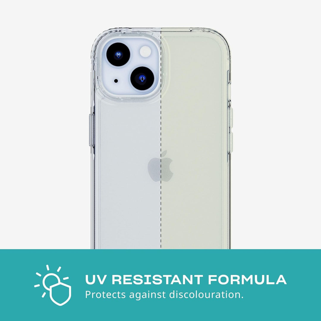 tech21 Evo Clear Hülle für iPhone 15 – Aufprallschutz – transparent Black, Black