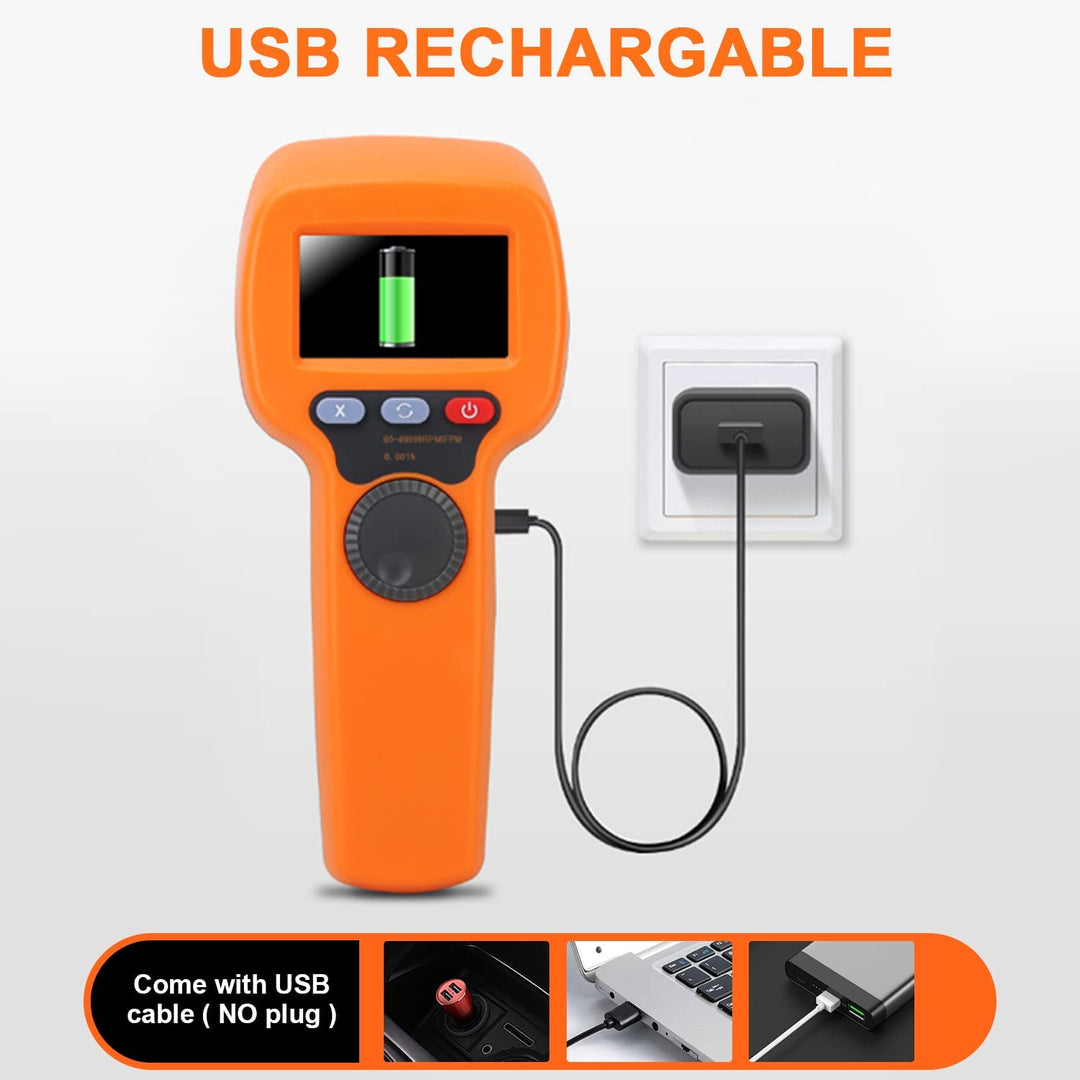 AIOMEST Digitales LED Stroboskop Tachometer Messung 60~99,999 RPM/Hz, wiederaufladbare berührungslos