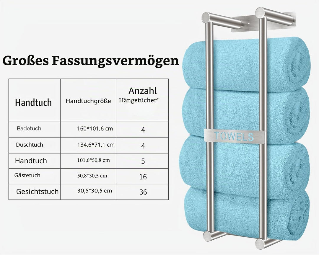 STWWO Handtuchaufbewahrung für kleines Badezimmer, 55,9 cm, Handtuchhalter für Badezimmer, kann 4 gr
