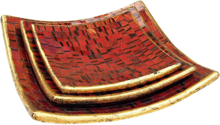 GURU SHOP Eckige Mosaikschale, Untersetzer, Dekoschale, Handgearbeitete Keramik &amp; Glas Obst Schale -
