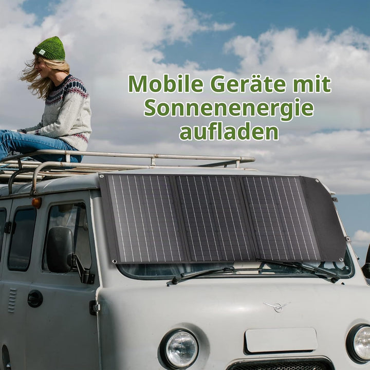 Bresser Solar Ladegerät 90W mit 1x DC- und 3x USB-A-Anschlüssen inkl. USB-A-Buchse mit QC3.0 zur Sch