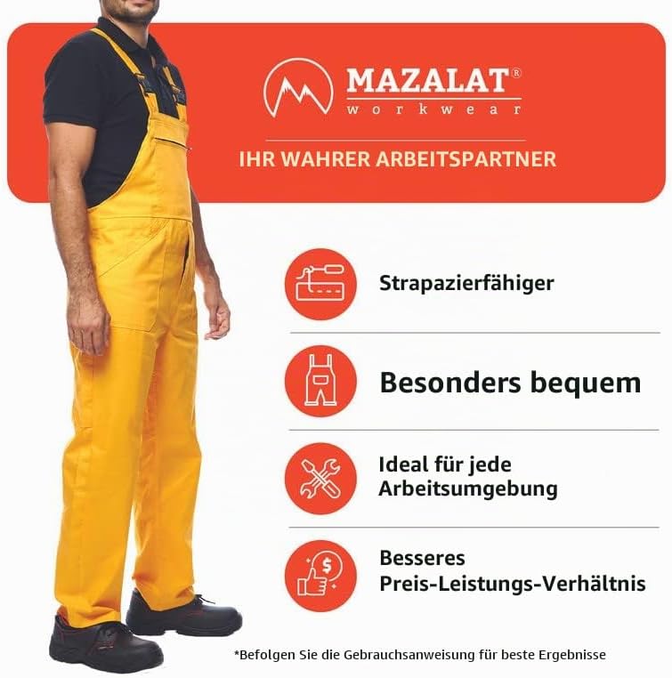 Mazalat Lange Latzhose mit Multifunktionstaschen Berufsbekleidung für Handwerker, Maurer, Dachdecker