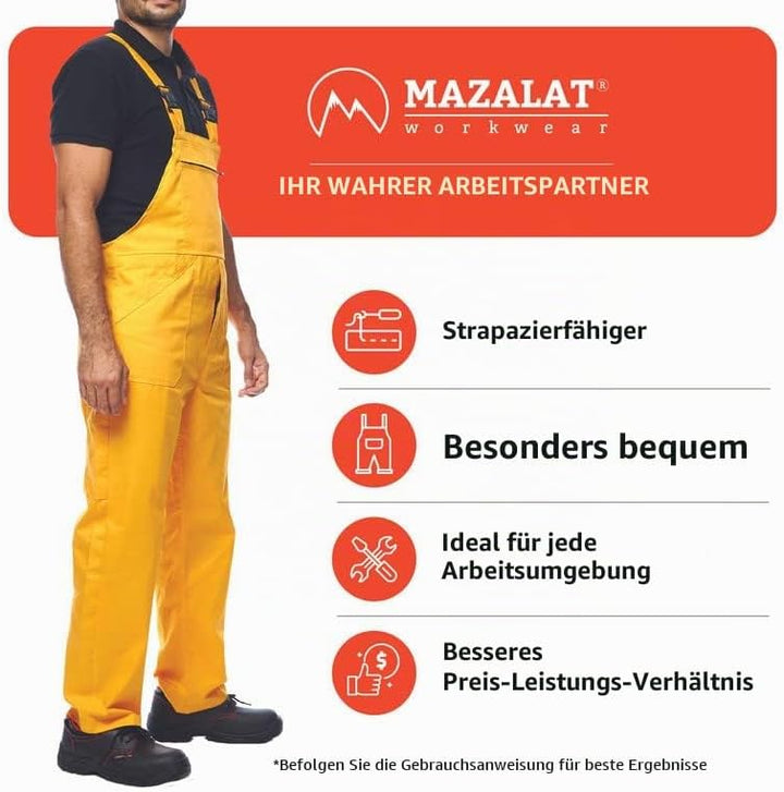 Mazalat Lange Latzhose mit Multifunktionstaschen Berufsbekleidung für Handwerker, Maurer, Dachdecker