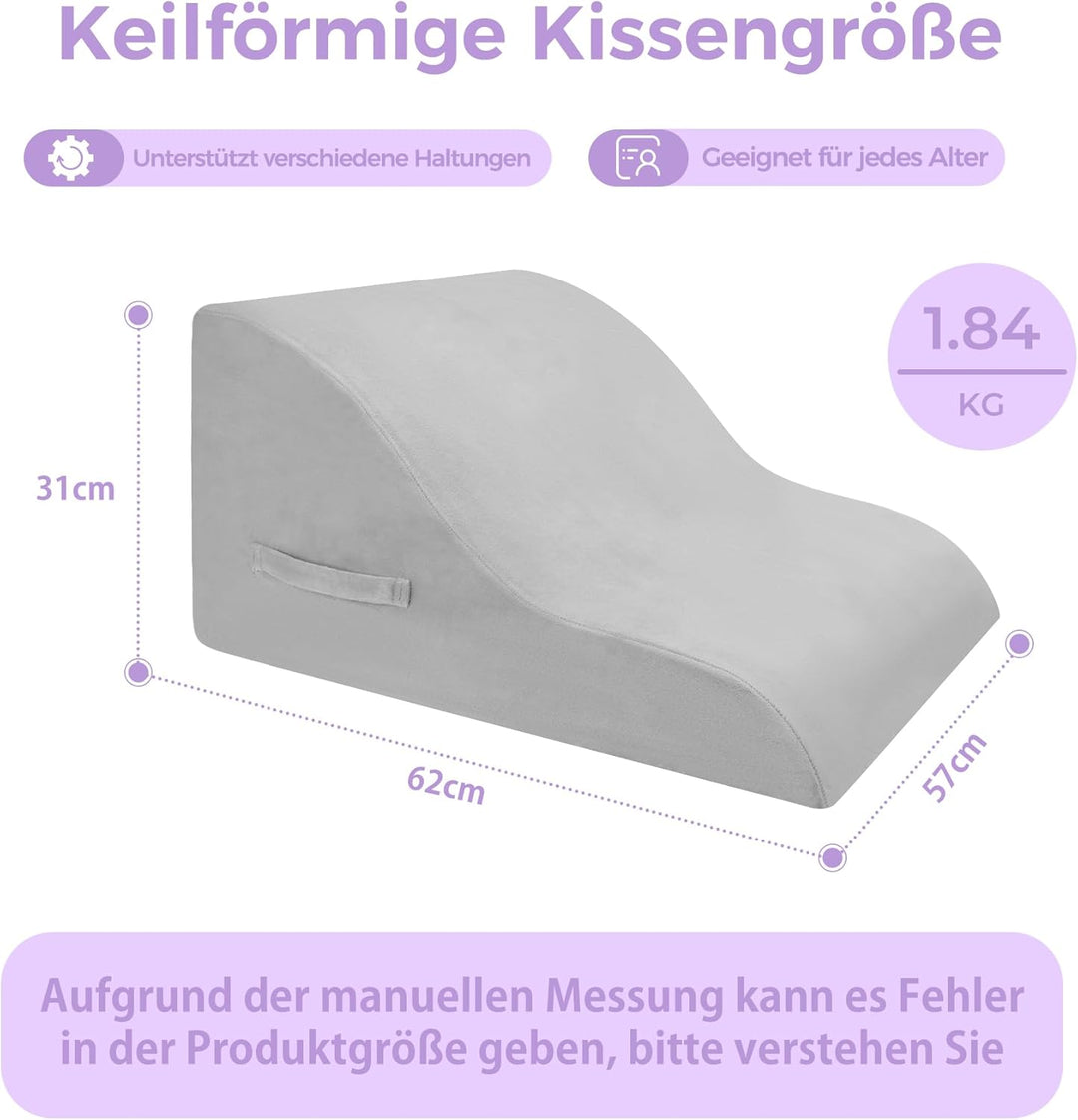 Babenest Kurvenform Keilkissen, Ergonomisches Orthopädisches Rückenkissen Hochdichter Schaumstoff Vi